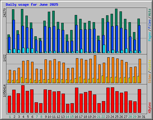 Daily usage for June 2025